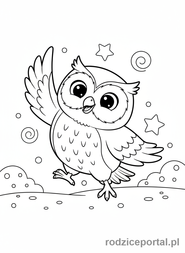 Kolorowanka Sowa - Sowa tańcząca