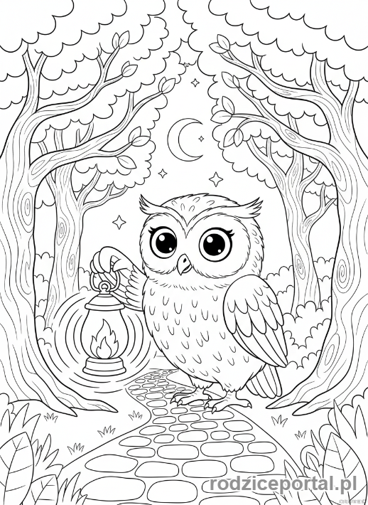 Kolorowanka Sowa - Sowa z latarnią