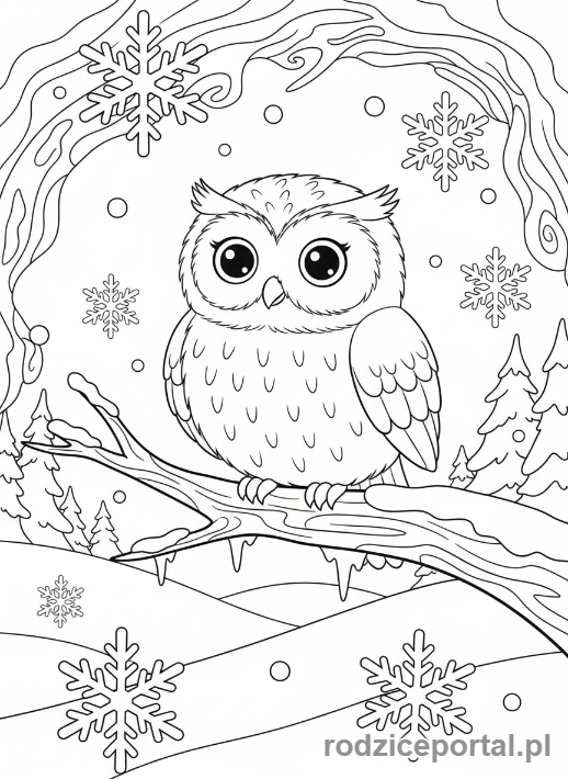 Kolorowanka Sowa - Sowa zimowa