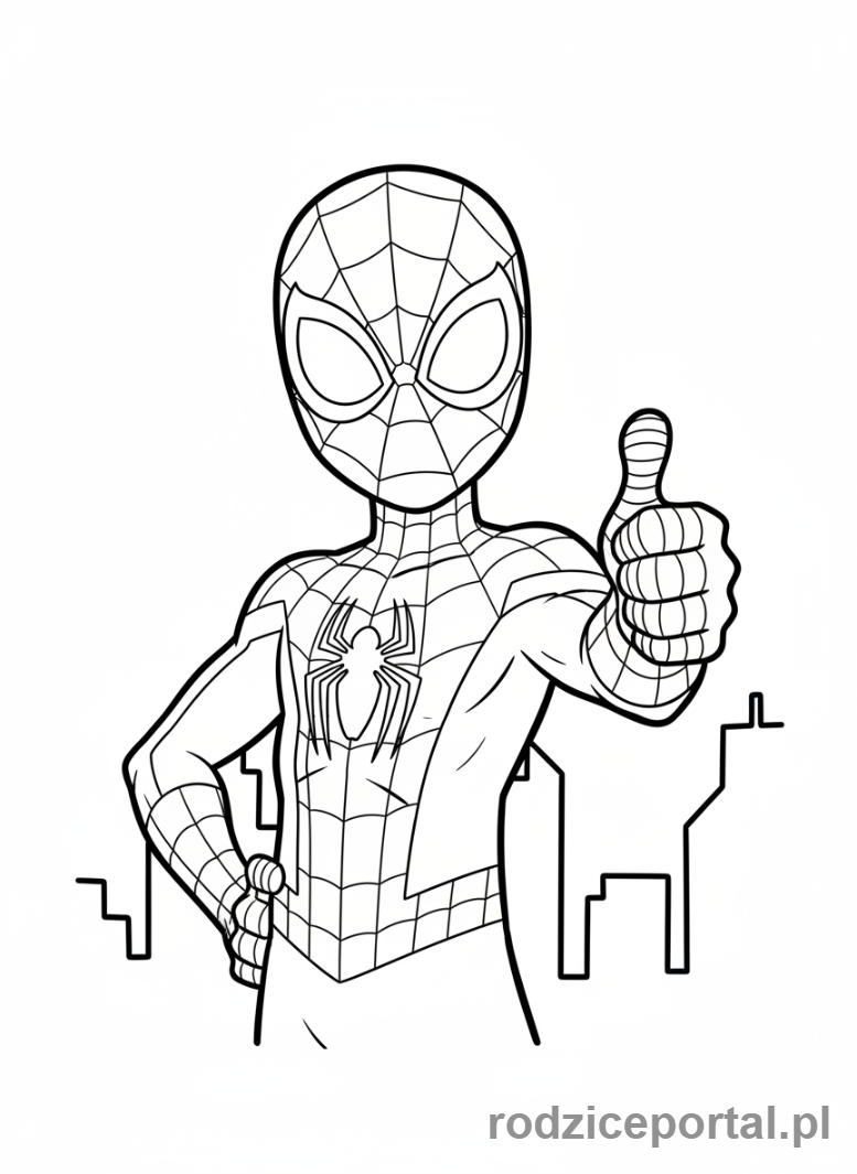 Kolorowanka Spidey - Spidey kciuk w górę