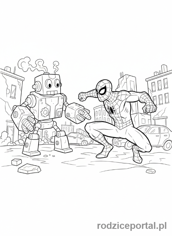 Kolorowanka Spidey - Spidey kontra robot
