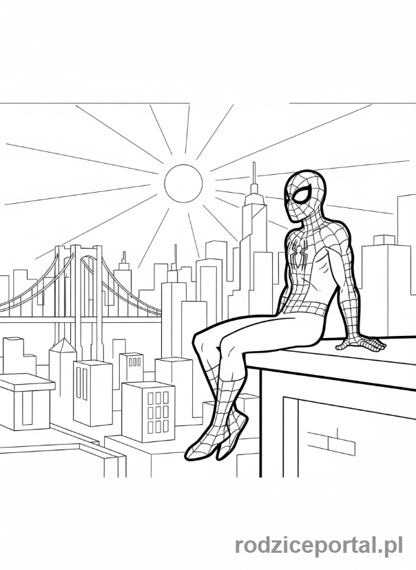Kolorowanka Spidey - Spidey na dachu