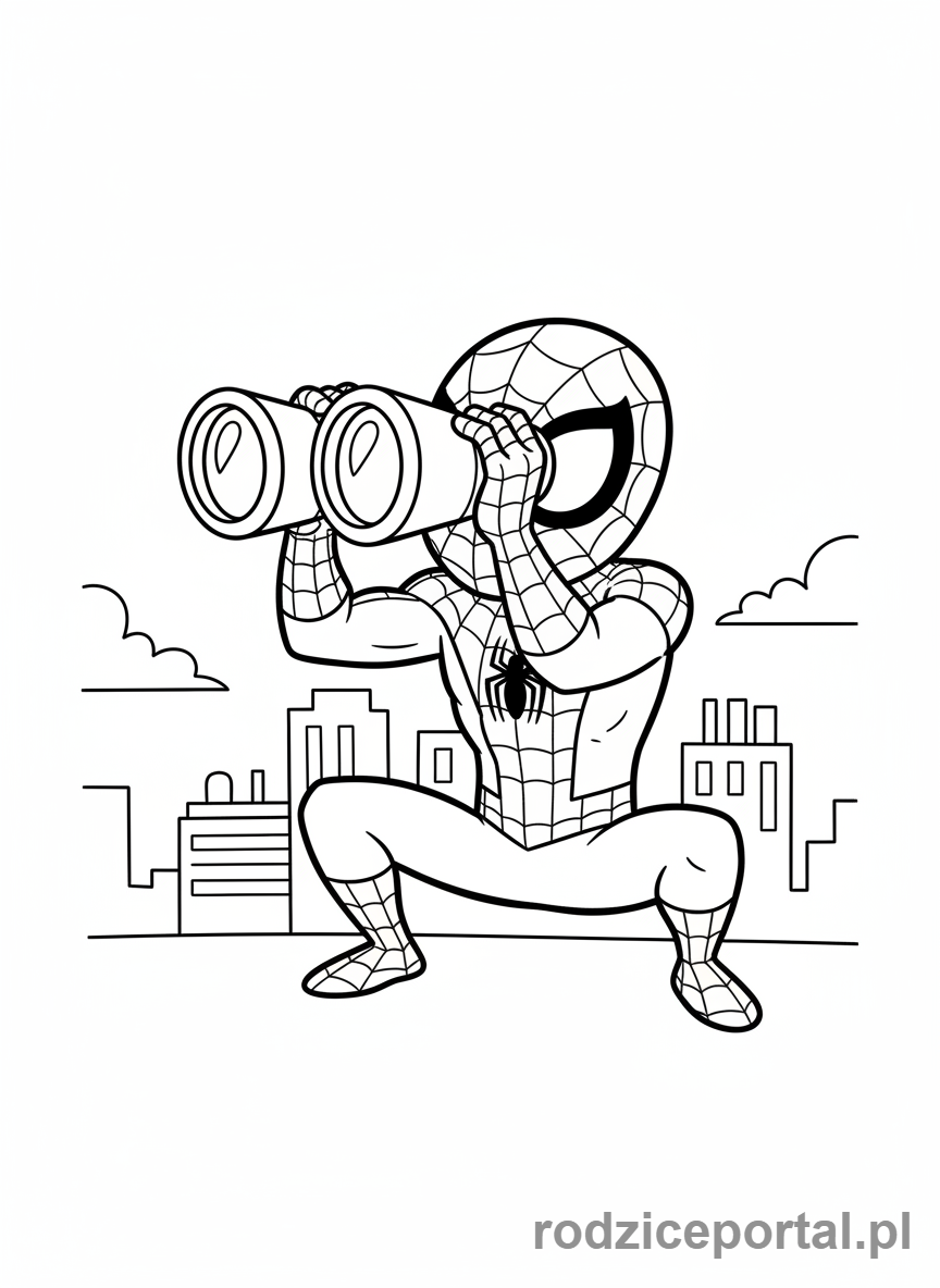 Kolorowanka Spidey - Spidey z lornetką