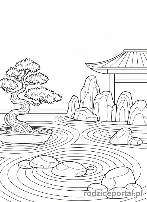 Kolorowanka Spokój - Ogród zen