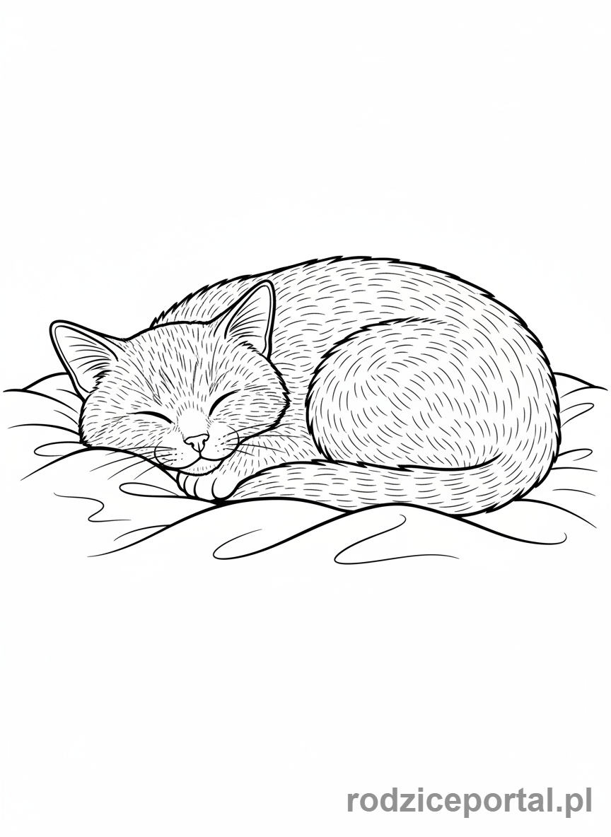 Kolorowanka Spokój - Śpiący kot