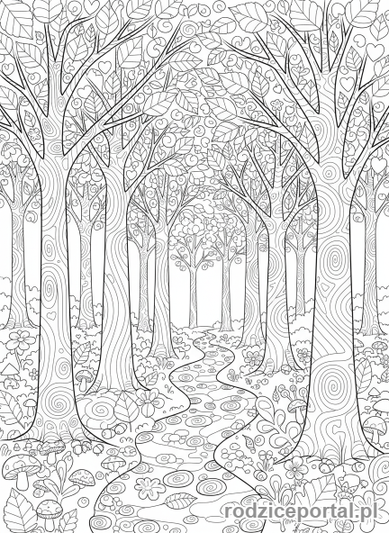 Kolorowanka Spokój - Spokojna leśna ścieżka