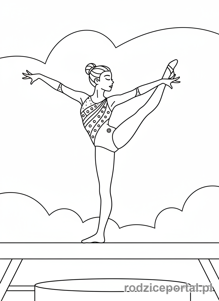 Kolorowanka Sport - Gimnastyczka na belce
