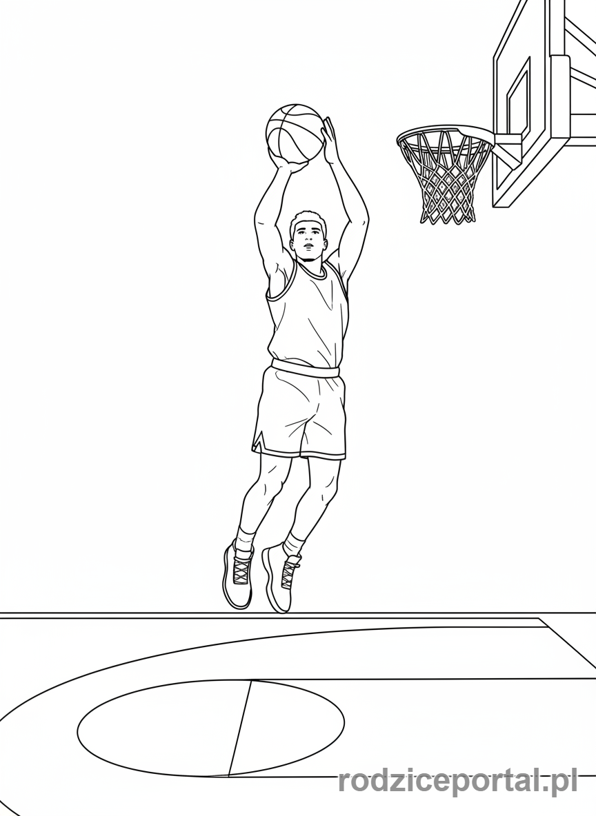 Kolorowanka Sport - Koszykarz rzuca
