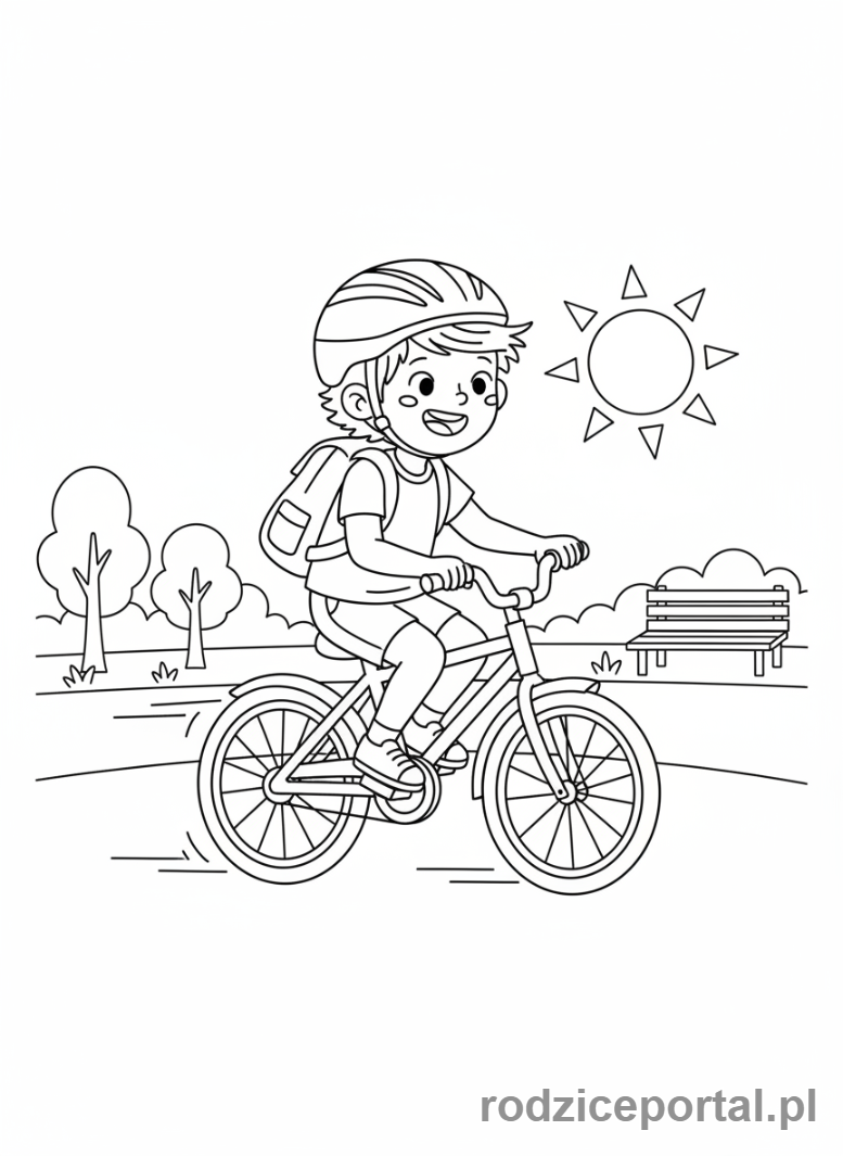 Kolorowanka Sport - Rowerzysta jedzie