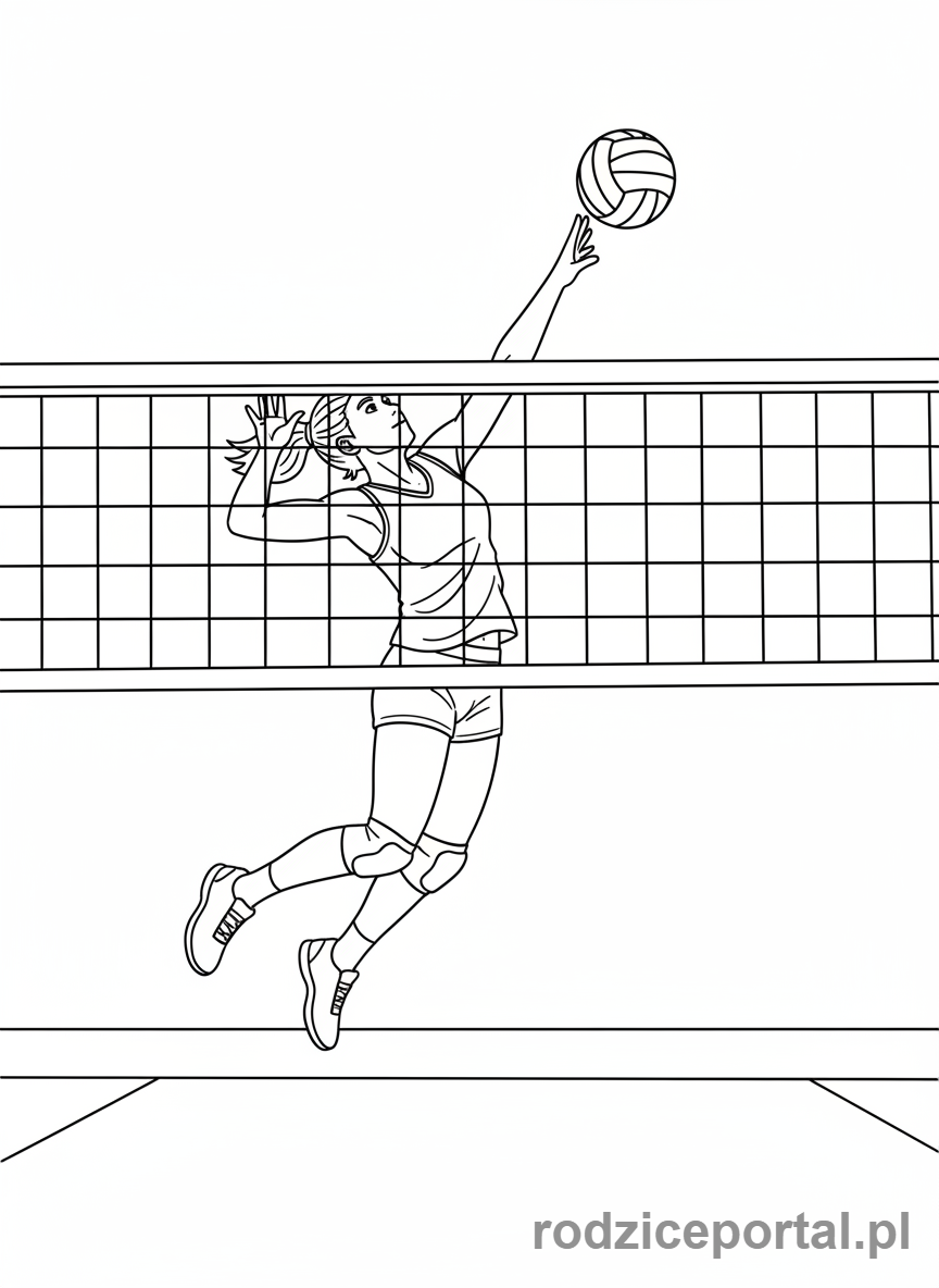 Kolorowanka Sport - Siatkarz zagrywa