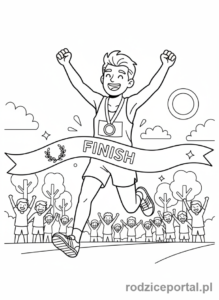 Kolorowanka Sportowiec - Biegaczka na mecie