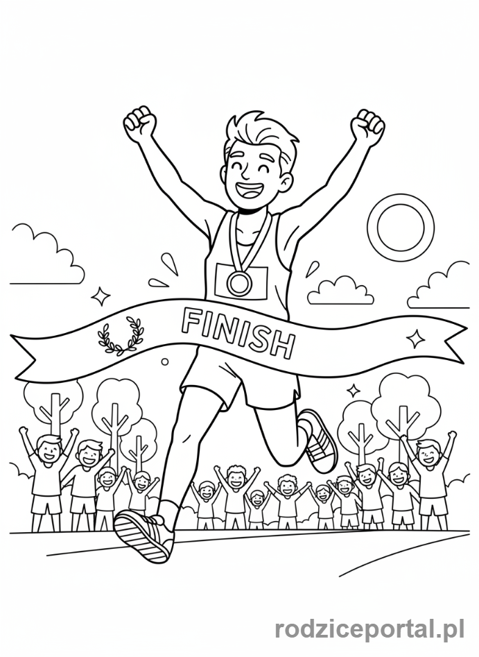 Kolorowanka Sportowiec - Biegaczka na mecie