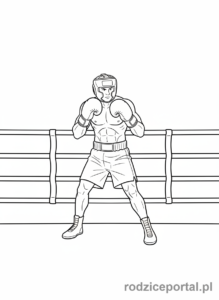Kolorowanka Sportowiec - Bokser w ringu