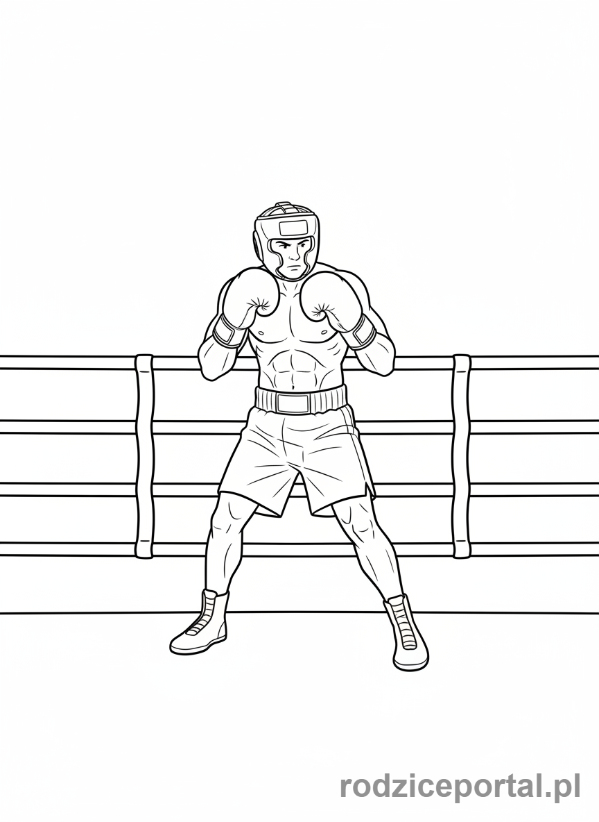 Kolorowanka Sportowiec - Bokser w ringu