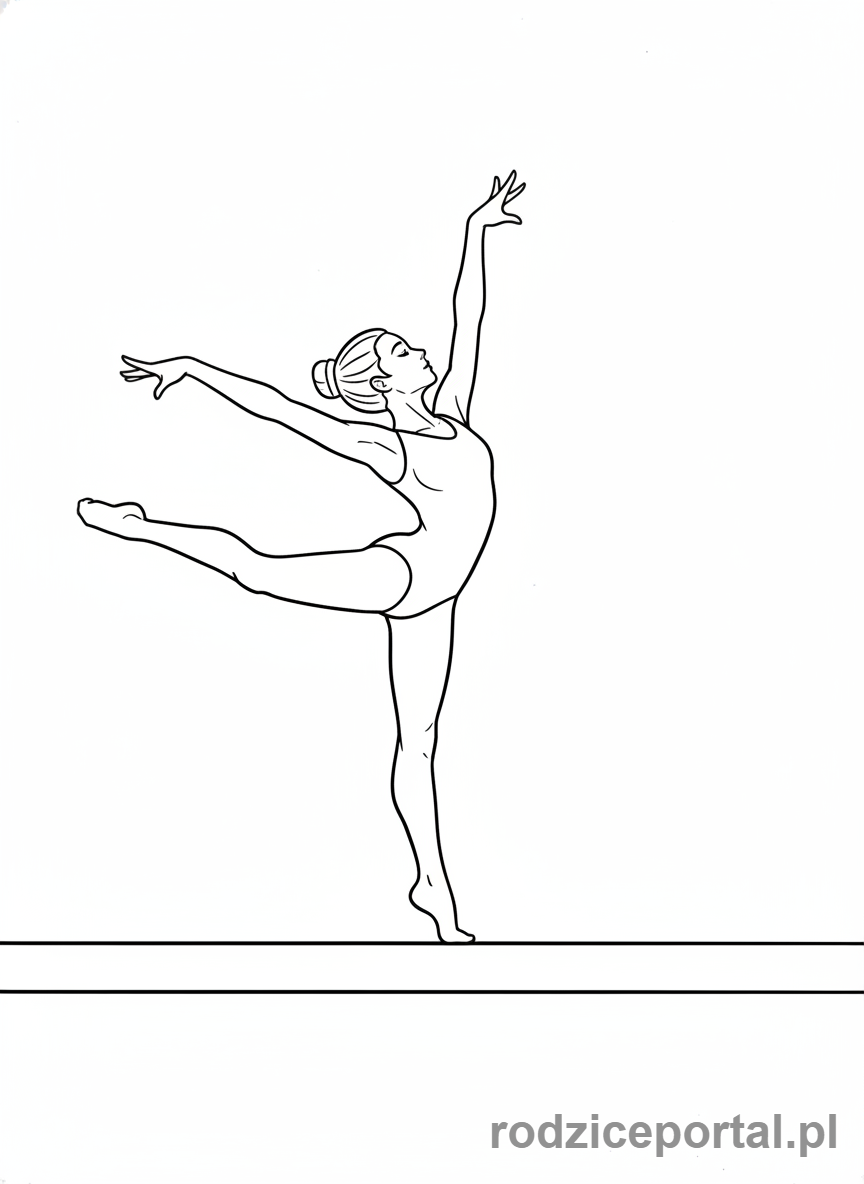 Kolorowanka Sportowiec - Gimnastyczka na równoważni