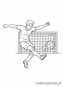 Kolorowanka Sportowiec - Piłkarz strzelający gola
