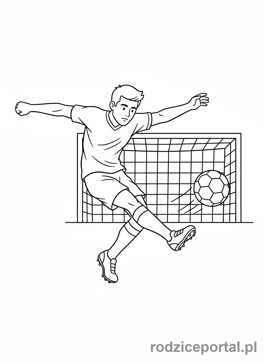 Kolorowanka Sportowiec - Piłkarz strzelający gola