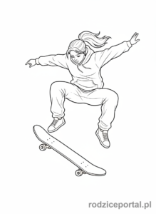 Kolorowanka Sportowiec - Skaterka na deskorolce
