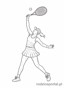 Kolorowanka Sportowiec - Tenisistka serwująca