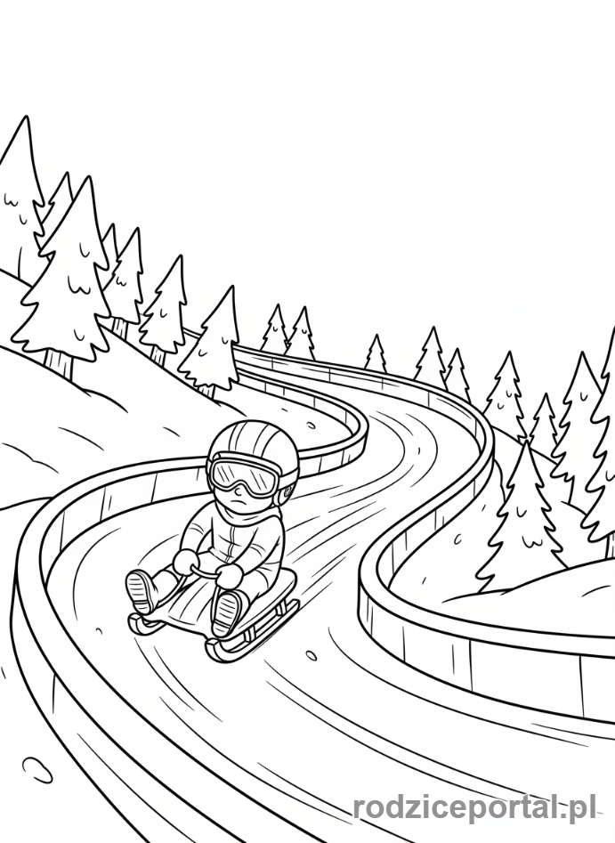 Kolorowanka Sporty Zimowe - Dziecko na sankach luge