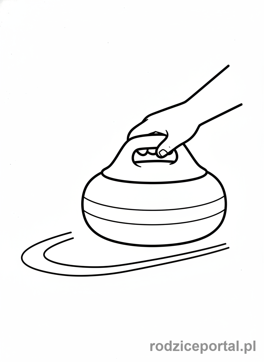 Kolorowanka Sporty Zimowe - Kamień curlingowy i dłoń