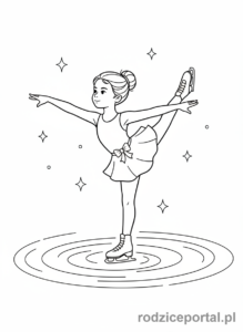 Kolorowanka Sporty Zimowe - Łyżwiarka figurowa w piruecie