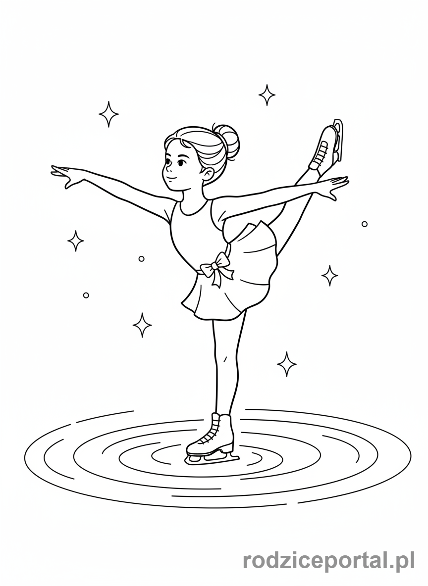 Kolorowanka Sporty Zimowe - Łyżwiarka figurowa w piruecie