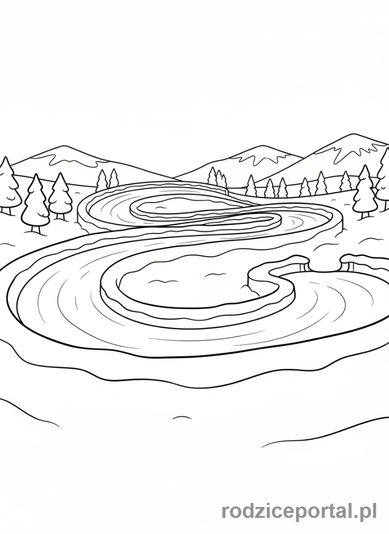 Kolorowanka Sporty Zimowe - Zimowy tor saneczkowy