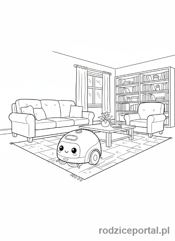 Kolorowanka Sprzątanie - Robot odkurzający