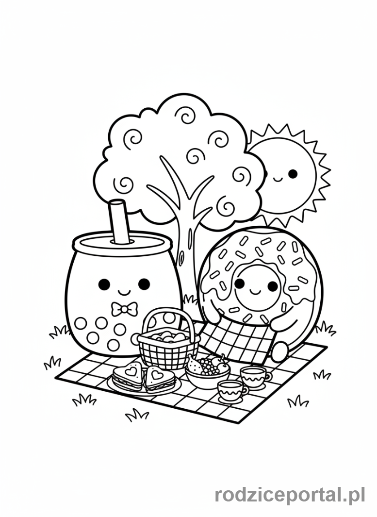 Kolorowanka Squishmallows - Bańka boba i pączek