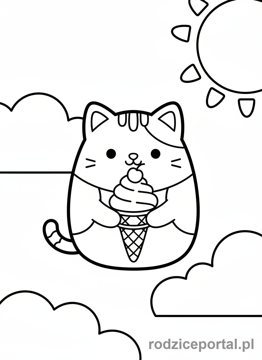 Kolorowanka Squishmallows - Kotka z lody