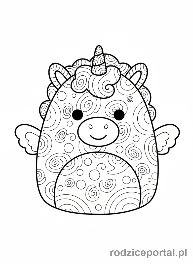 Kolorowanka Squishmallows - Puszysty jednorożec