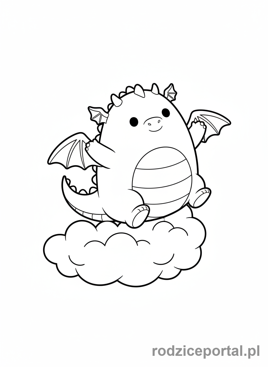 Kolorowanka Squishmallows - Smok na chmurze