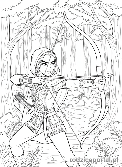 Kolorowanka Średniowieczne - Łucznik celujący strzałą