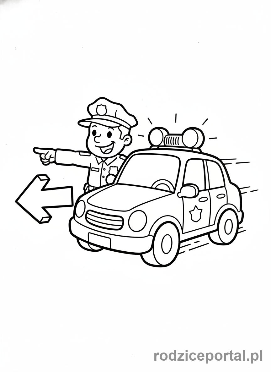 Kolorowanka Środki Transportu Edukacyjne - RadiowozPolicjantKierunek