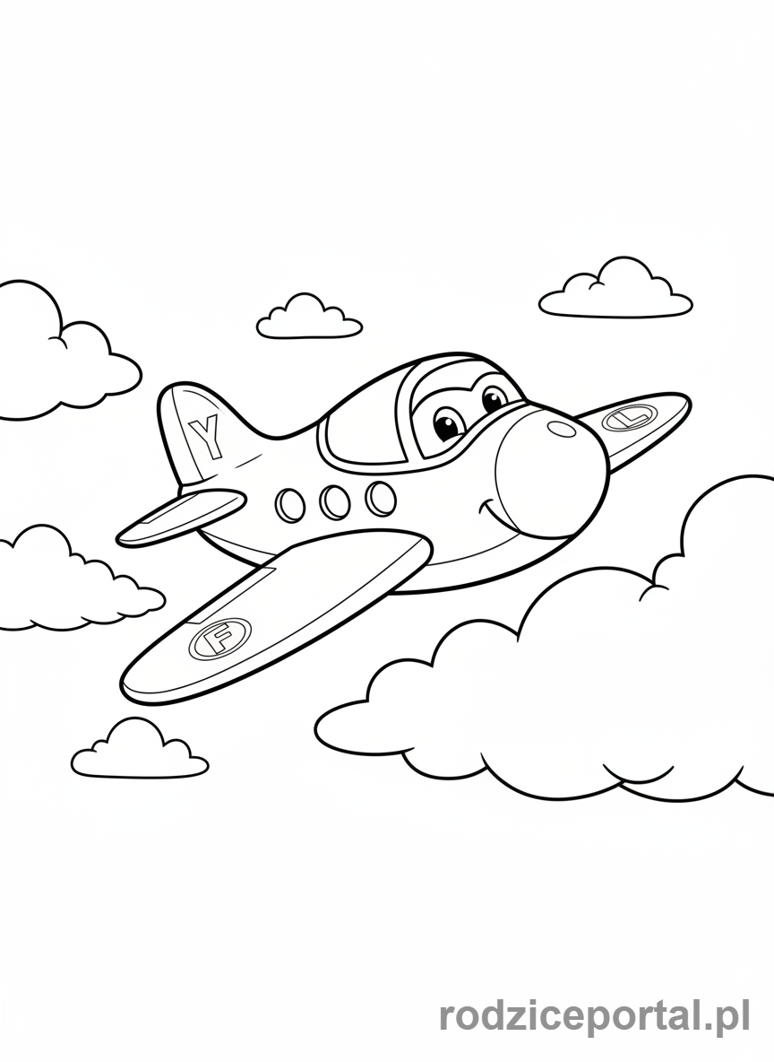 Kolorowanka Środki Transportu Edukacyjne - SamolotLecacyAlfabet