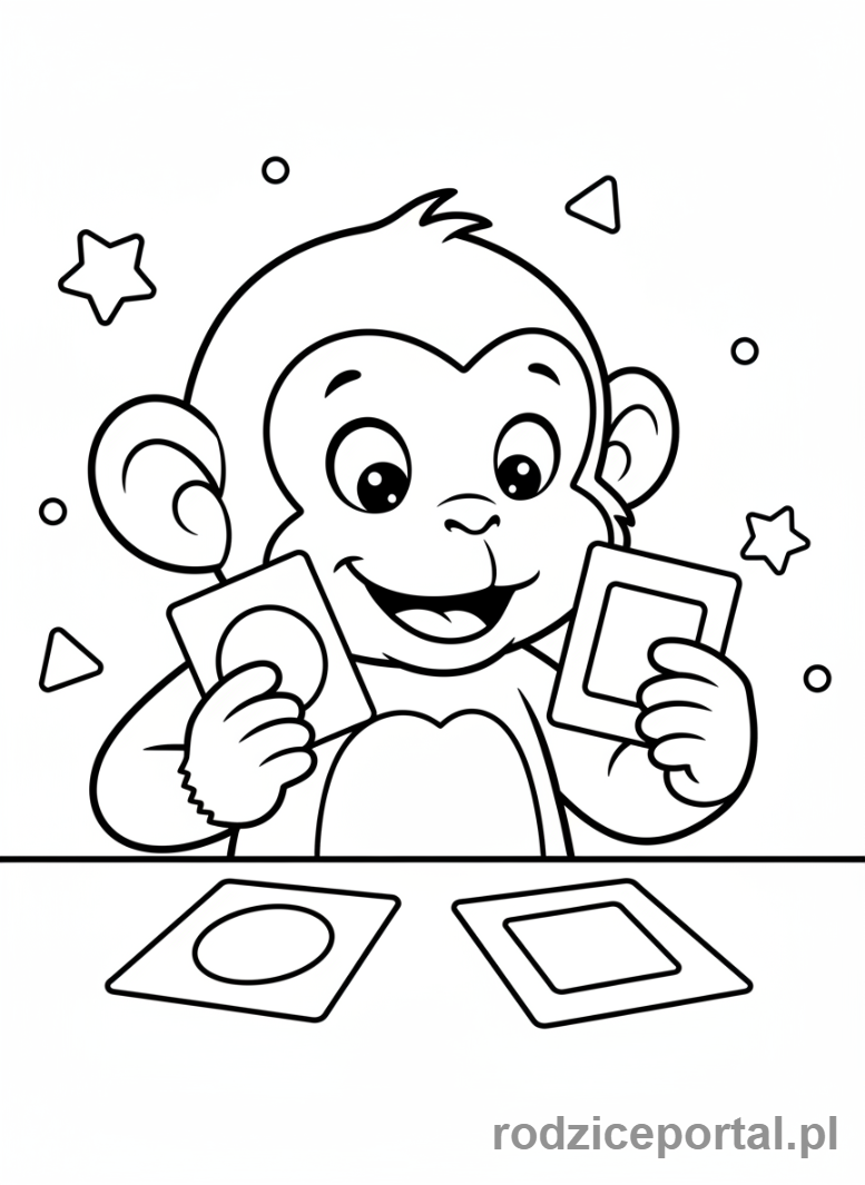 Kolorowanka Ssaki Zadania - Małpa łączy kształty