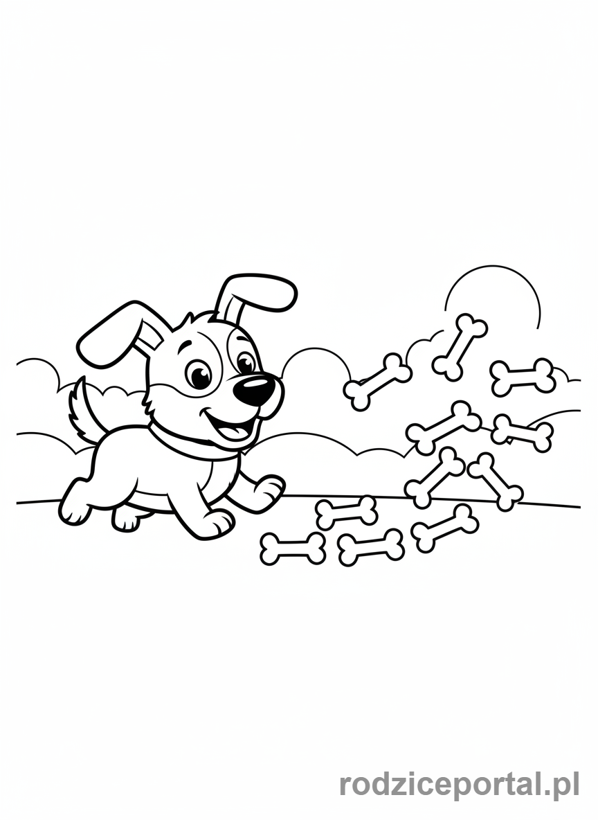 Kolorowanka Ssaki Zadania - Pies idzie po kościach