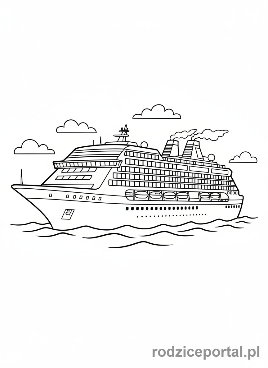 Kolorowanka Statek - Duży statek wycieczkowy