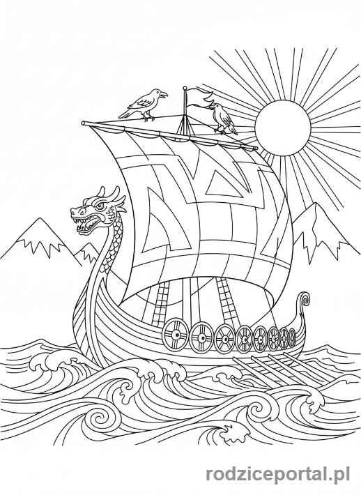 Kolorowanka Statek - Łódź Wikingów