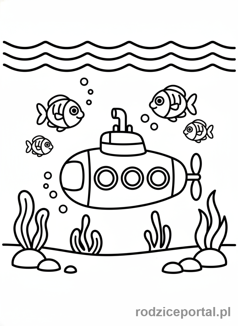 Kolorowanka Statek - Podwodny okręt