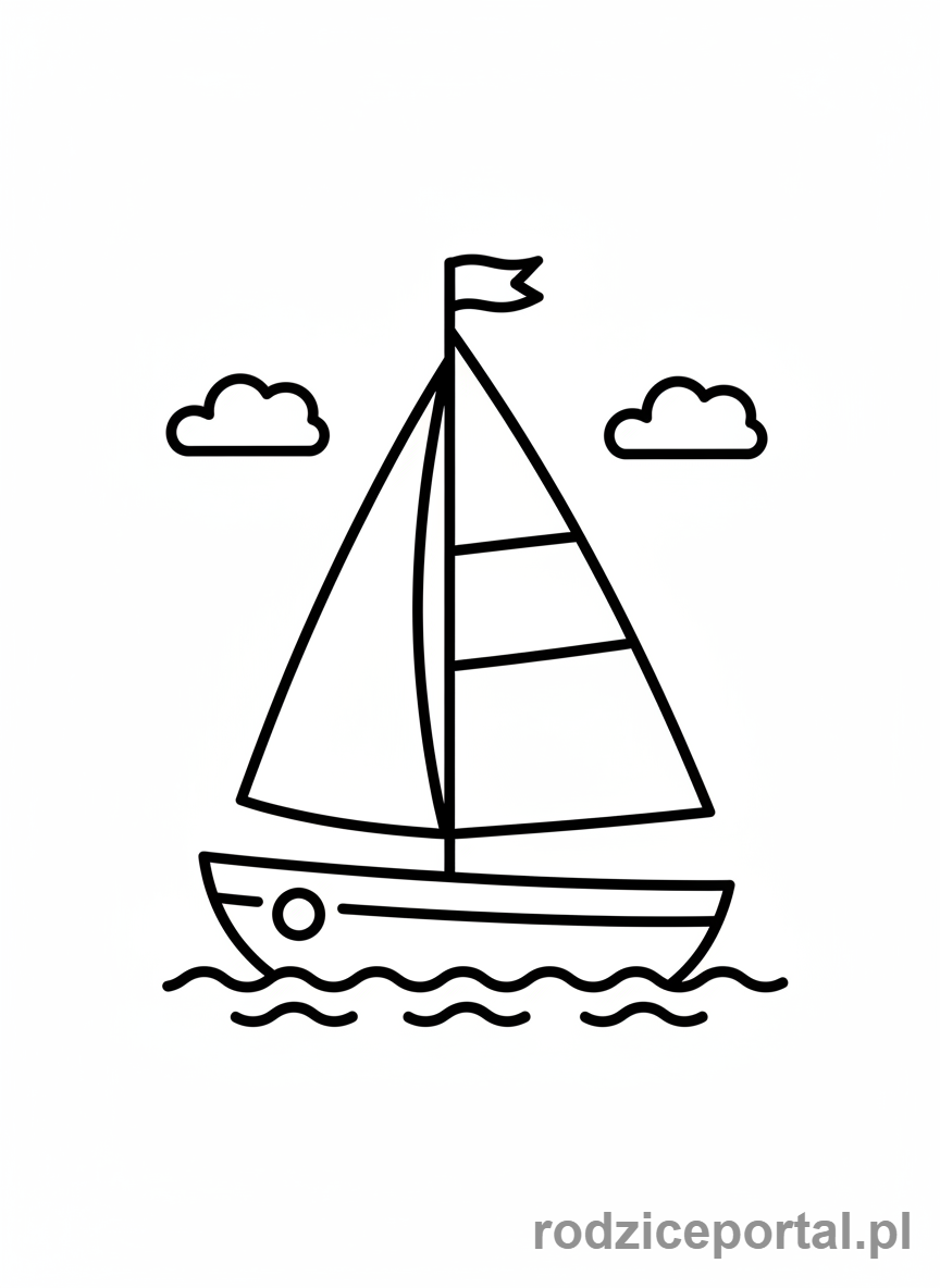 Kolorowanka Statek - Prosta żaglówka