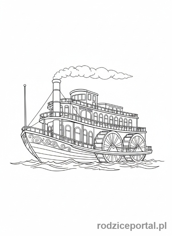Kolorowanka Statek - Statek parowy
