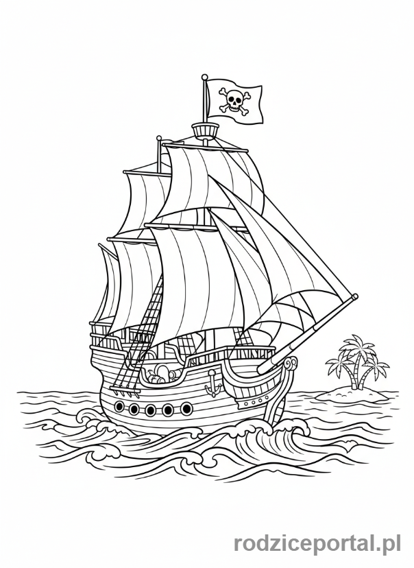 Kolorowanka Statek - Statek piracki