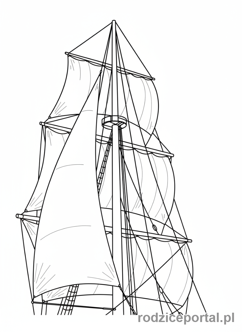 Kolorowanka Statek - Zbliżenie na żagiel