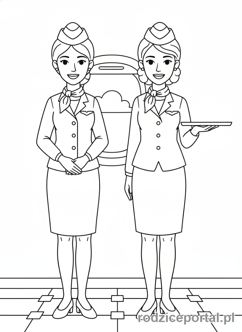 Kolorowanka Stewardessa - Dwie stewardessy