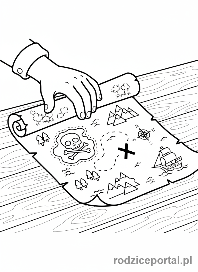 Kolorowanka Storyboard - Mapa skarbów