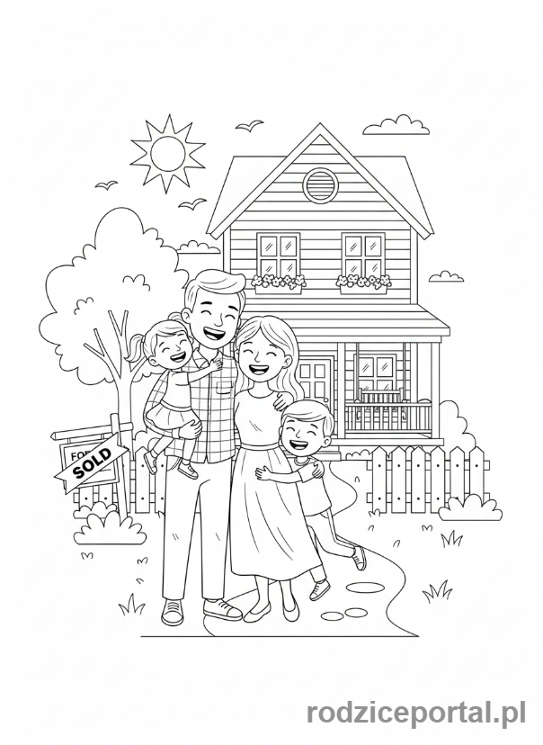 Kolorowanka Storyboard - Rodzina w domu