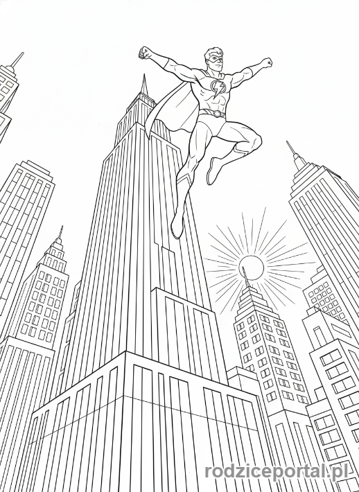 Kolorowanka Storyboard - Skok superbohatera
