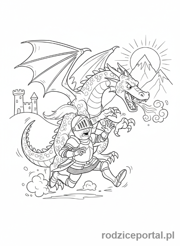 Kolorowanka Storyboard - Ucieczka przed smokiem